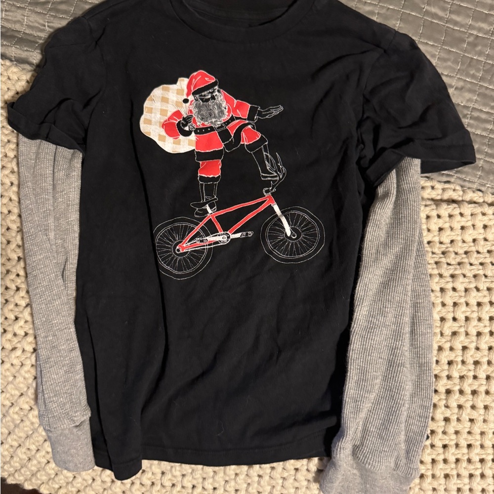 Boys Gap Black Santa Biking Kids Shirt